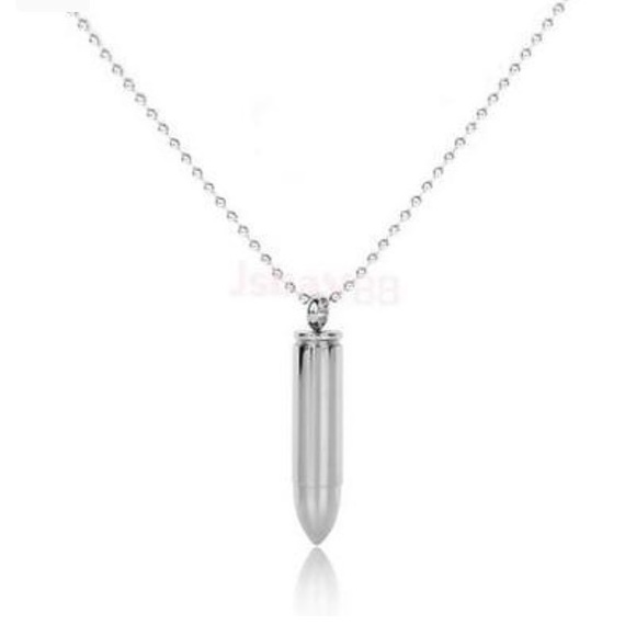 STAINLESS STEEL PILL CASE/ASH URN BULLET NECKLACE - Picture 2 of 6
